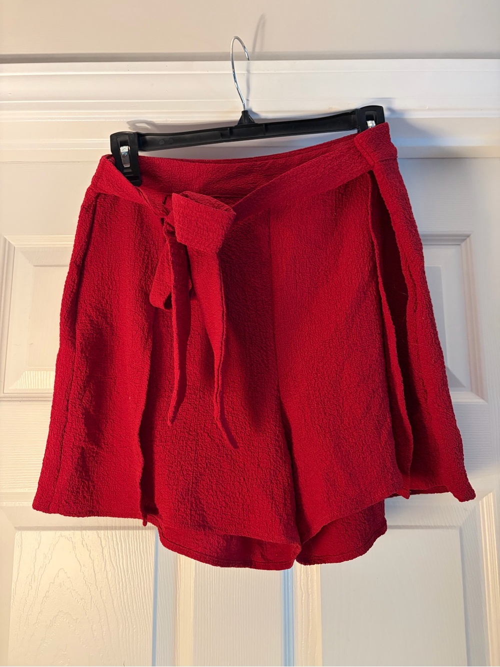 wild fable Red Tie-Waist Textured Shorts